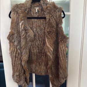 Joie Andoni Rabbit Fur Vest Drape-Front